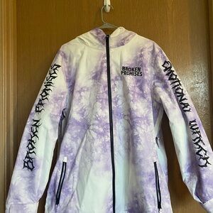 Broken Promises Emotional Wreck Purple & White Tie Dye Snowboard Jacket